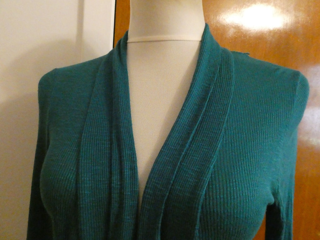 Julia's Closet Women's Teal Green Open Front Detailed Cardigan Medium