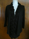 Yvos Women's Black Detailed Cotton Bland Cardigan Size XL