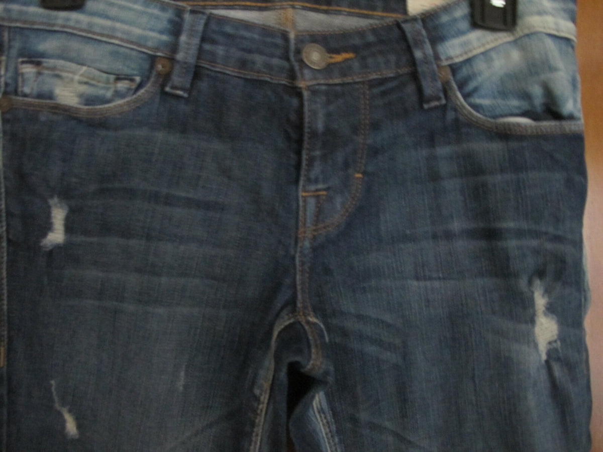 Free People Artisan De Luxe Patched Skinny Women's Jeans size 24 Blue Distressed