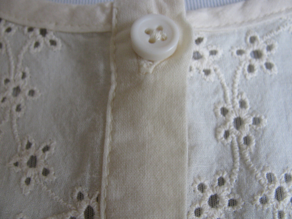 Free People women's 3/4 Sleeves ivory cotton crocheted fabric tunic top Medium 