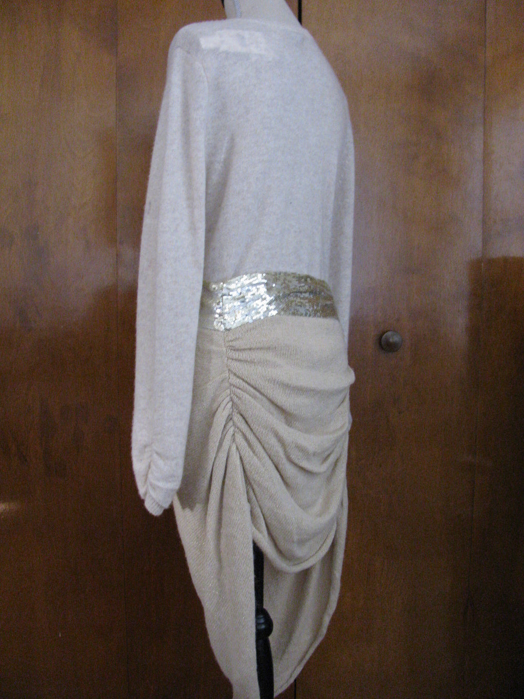 Free People Womens Ivory Assymetric Embelished Women's Skirt Size 1SZ Fits Large