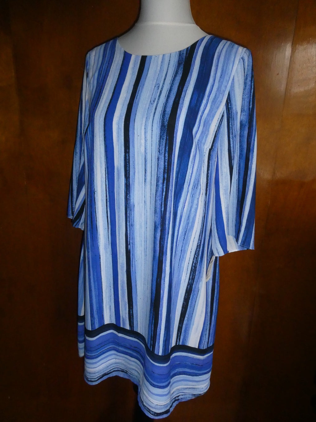 Apt. 9 Women’s Size 10 Blue Striped Shift Dress Lined Cutout Back NWT
