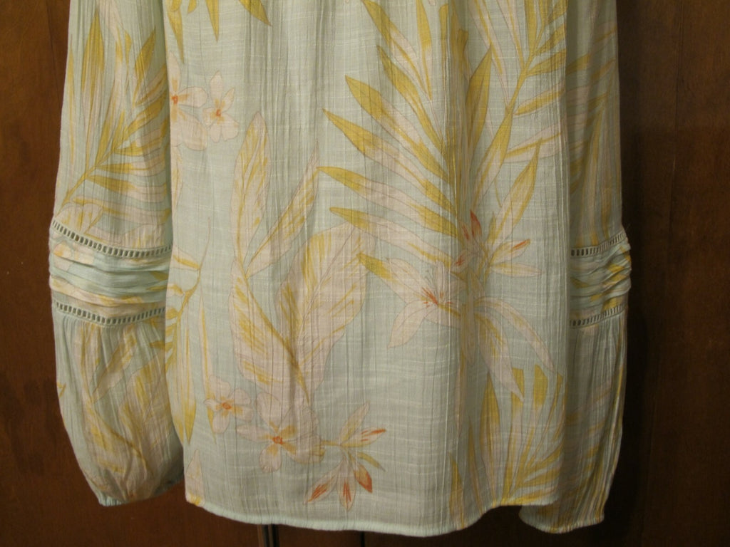 LC Lauren Conrad Women Blue Pink Floral Long Sleeve Top Blouse Pre Owned Medium