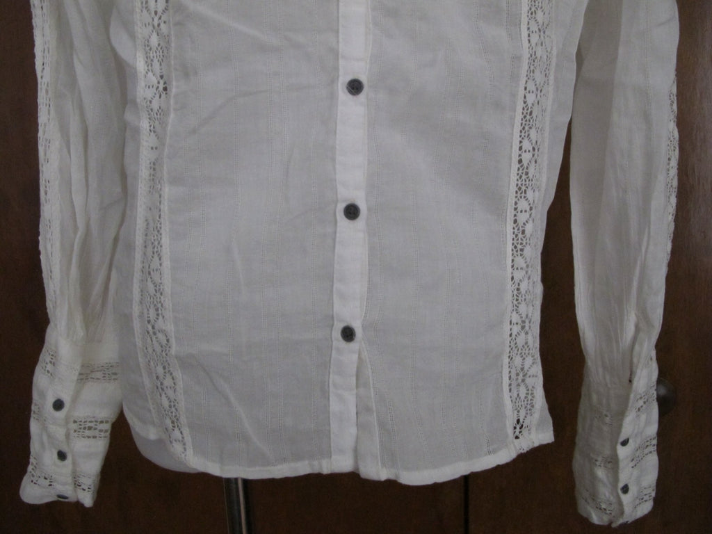 Free People women's ivory cotton crocheted top size Medium 