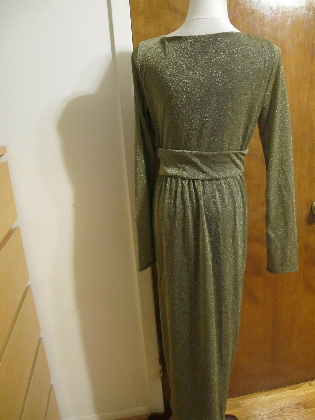 Rachel Roy Women Gold Metallic Twist Front Maxi Cocktail Dress New Medium, Large