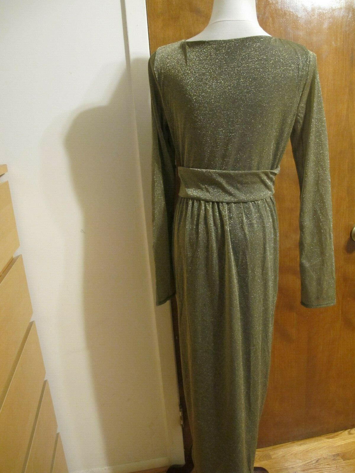 Rachel Roy Women Gold Metallic Twist Front Maxi Cocktail Dress New Medium, Large