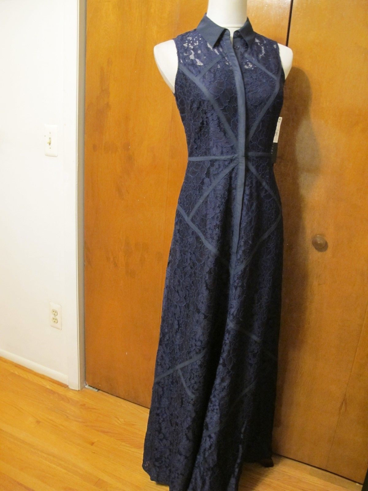 Aidan Mattox women's navy evening fitted A-line maxi New dress 