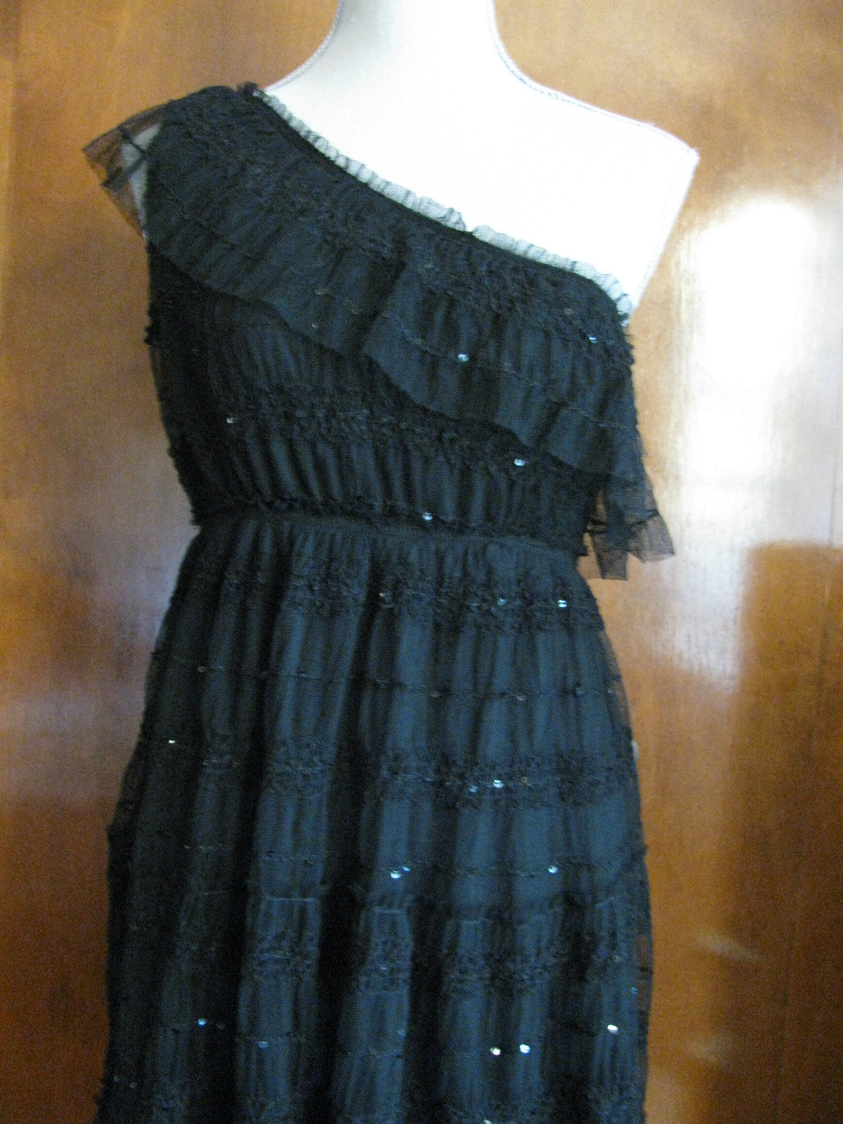 Max Studio Women's Black Evening One Shoulder Lined Dress Size Large $128 NWT 