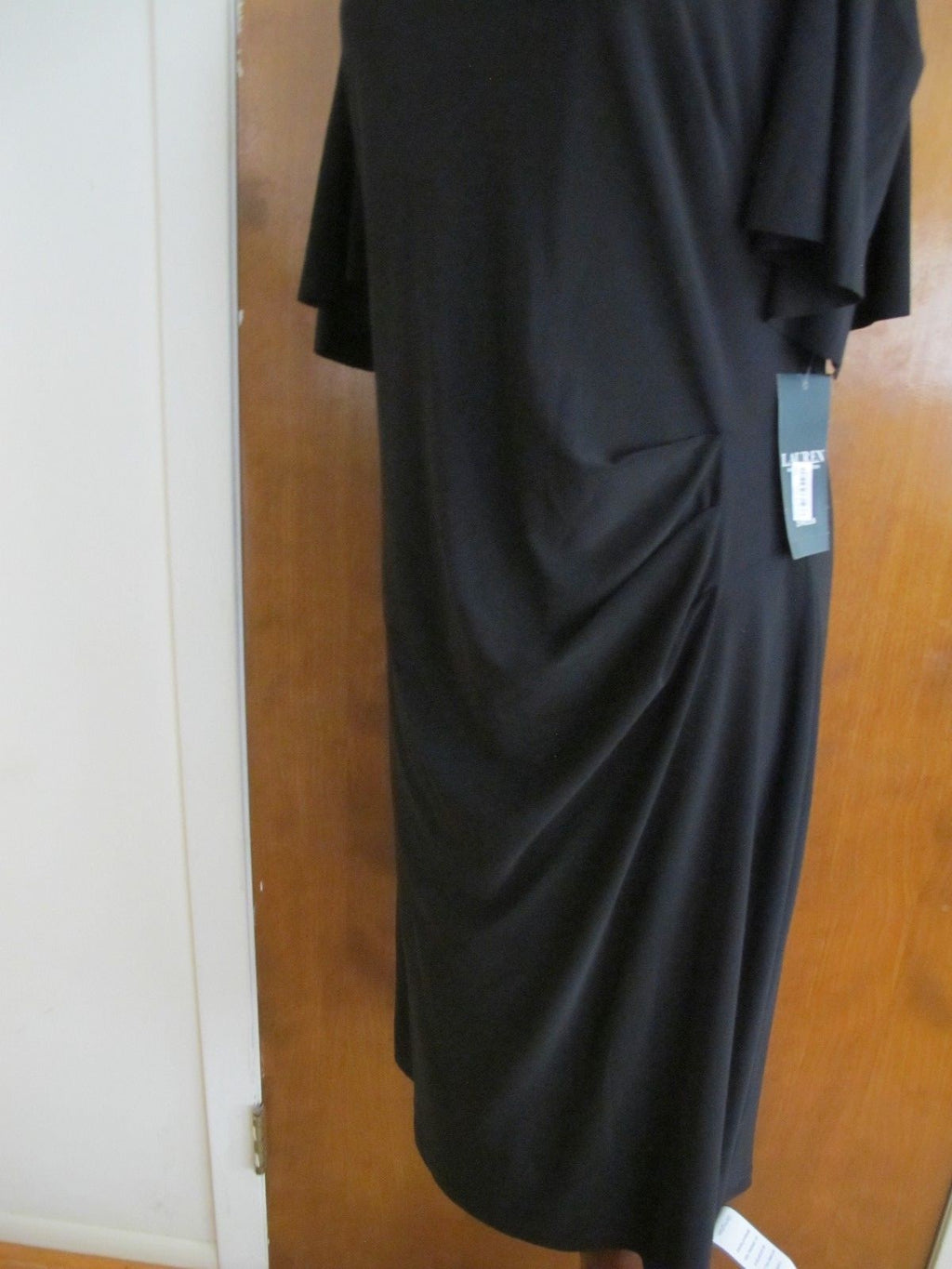 Ralph Lauren women's black cutout gathered lined evening dress 16 New