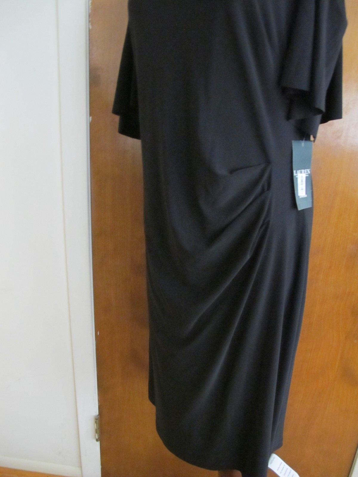 Ralph Lauren women's black cutout gathered lined evening dress 16 New