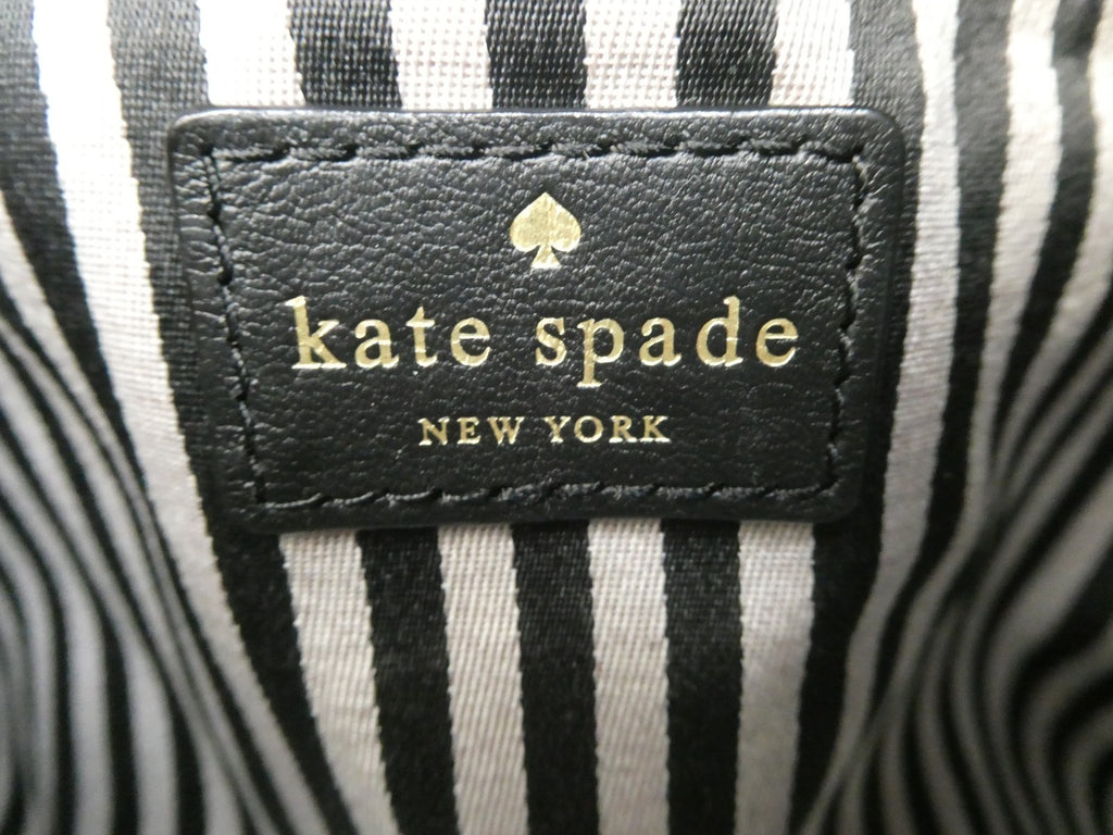 Kate Spade New York Black Leather Satchel Handbag Gold Tone Zip Shoulder Purse