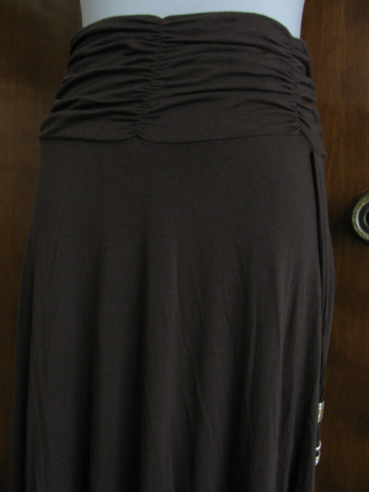 BCBGeneration Women's Brown Rayon Detailed Skirt/StrapTop Large 