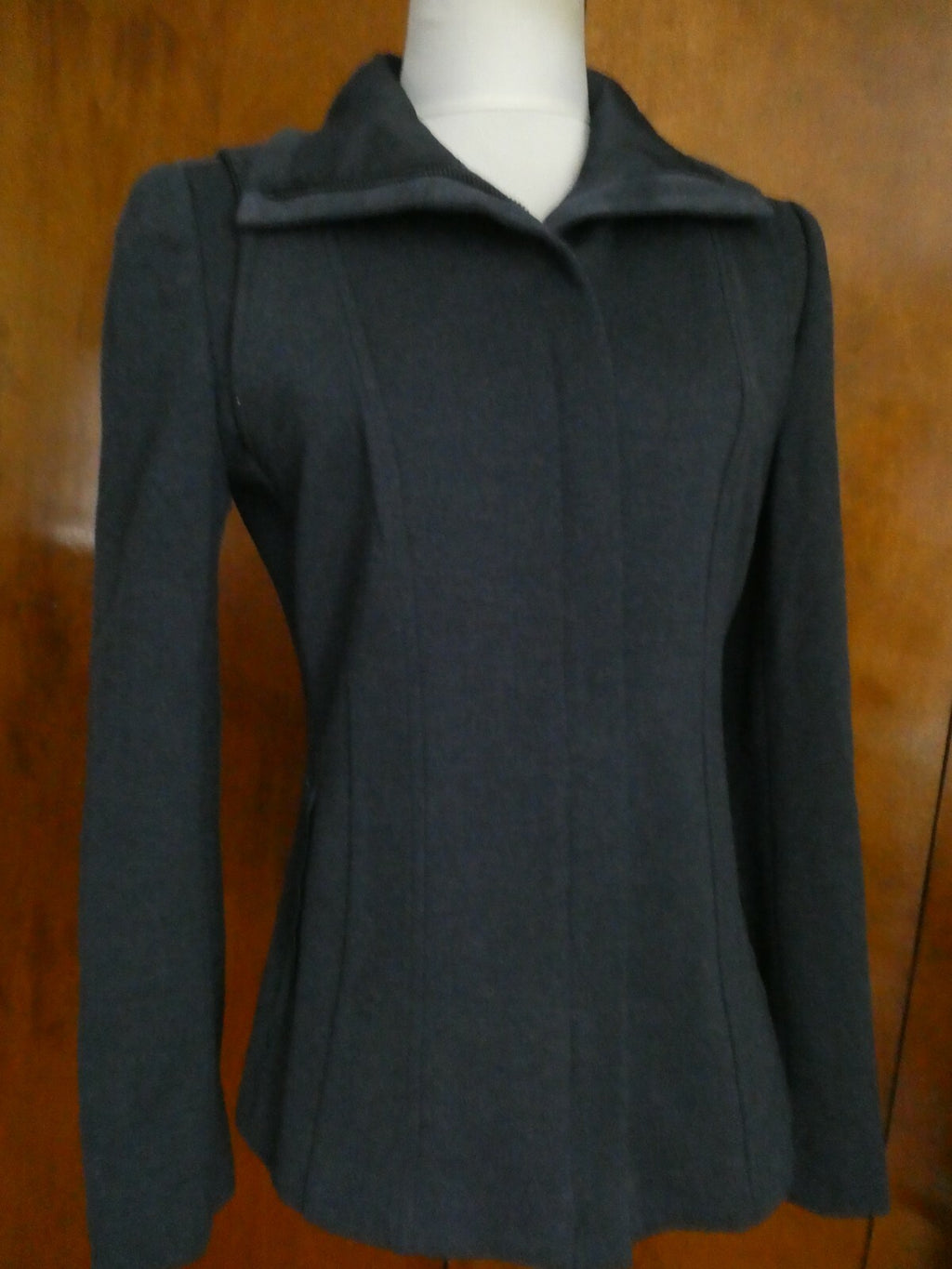 Elie Tahari Woman’s Blue Leather Trim Blazer Jacket Lined Small