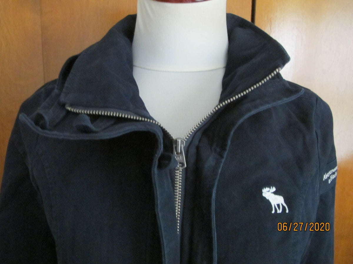Abercrombie & Fitch navy cotton boys zip out coat jacket size Medium