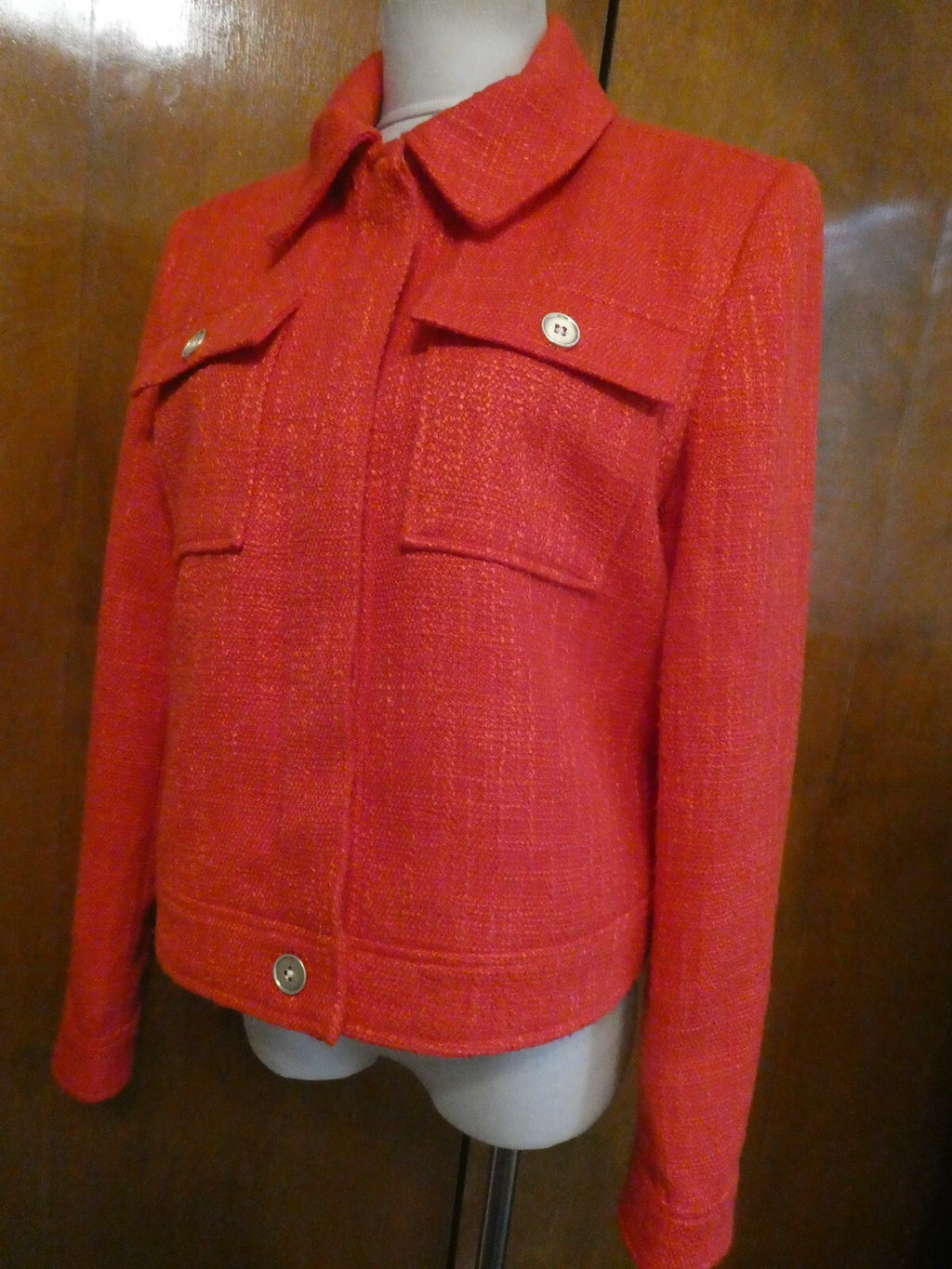 DKNY women red lined long sleeves blazer jacket size 12
