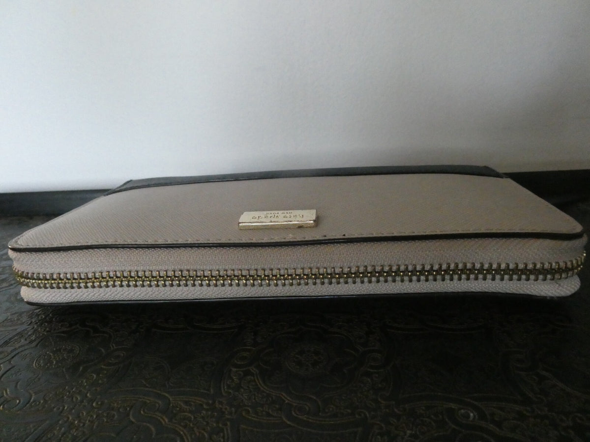 Kate Spade New York Women’s Zip- Around Gray/Black Leather Wallet Size Large