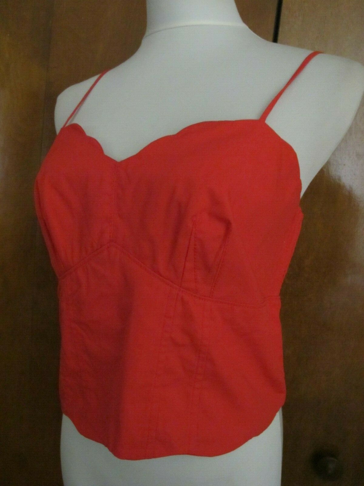 Anthropologie Maeve Women’s Cotton Red Scalloped Crop Top Tank Size 12, 14