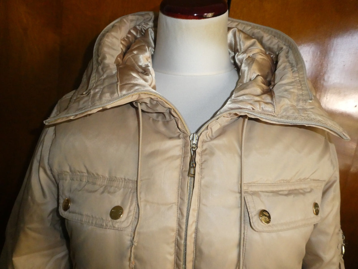 Jennifer Lopez junior girl's puffer zippered jacket coat beige size large