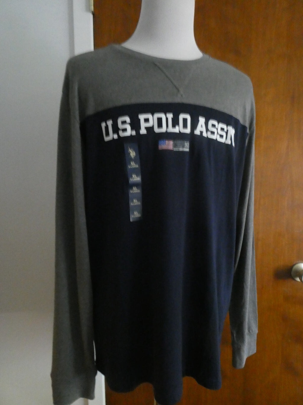 U.S POLO ASSN men’s navy/gray long sleeves soft cotton crew neck shirt size XL