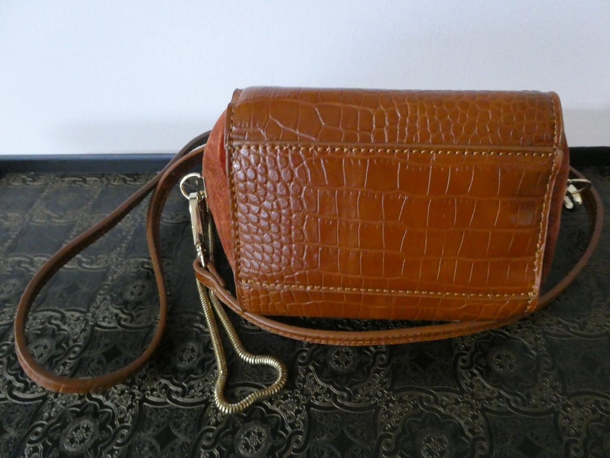 Street Level Orange/Brown Small Crossbody Tote Purse