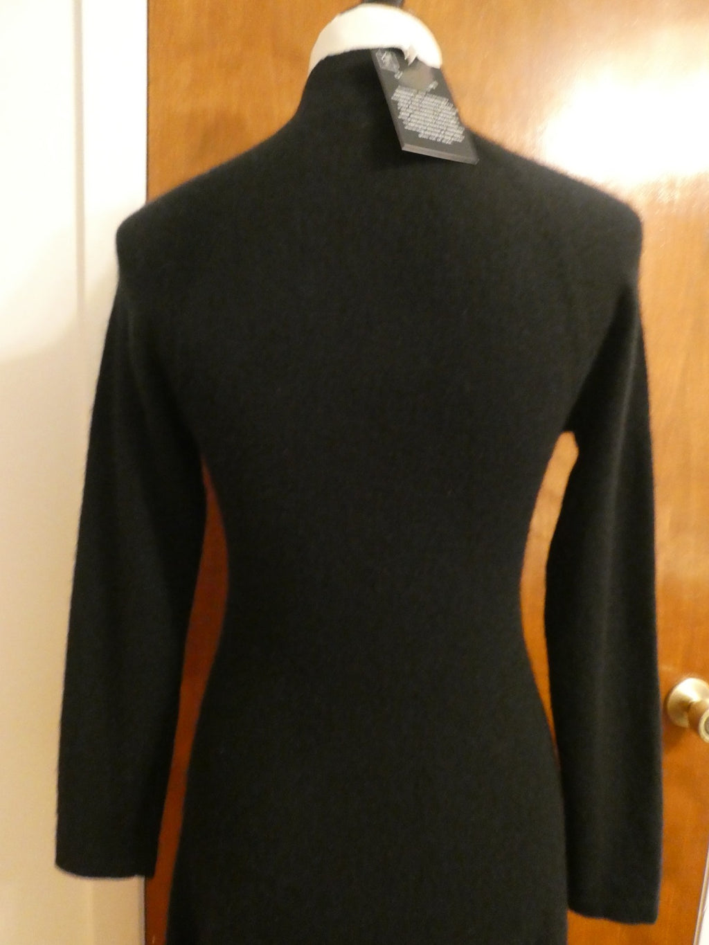 Bloomingdale's 100% 2-Ply Cashmere Black Mock Neck Midi Dress NWT $248 Size XS