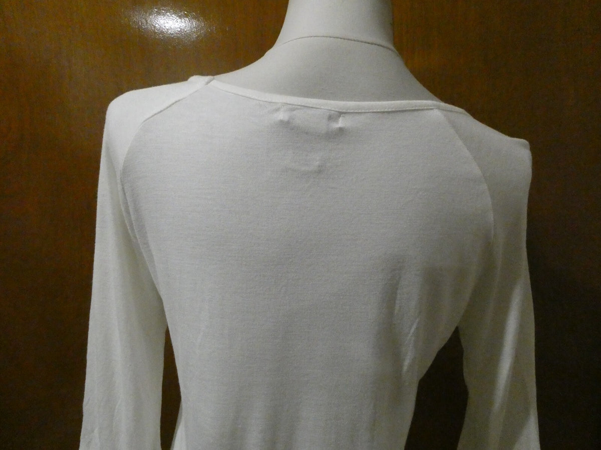 Vertigo Paris women's 3/4 sleeves ivory viscose detailed tunic top size medium