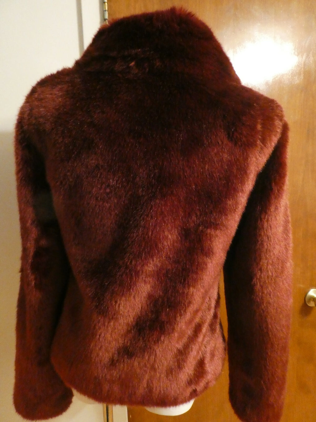 Express Cozy Faux Fur Coat with faux leather trim size small