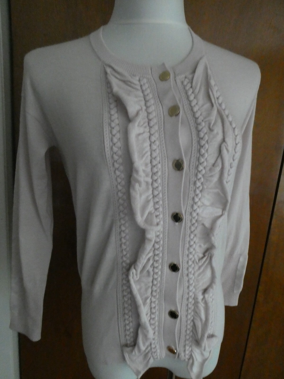 Authentic Burberry Women's Buttoned Long Sleeve Pale Stone Cardigan Small