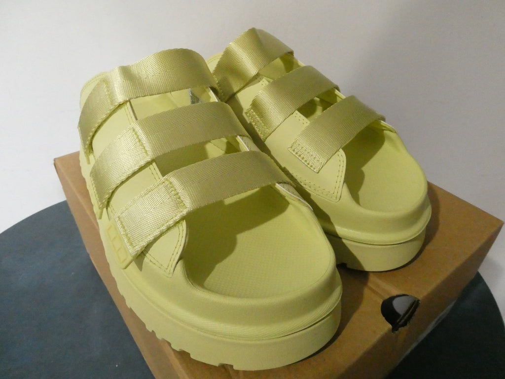 UGG GoldenGlow Slide Sandals Women Yellow Platform 1167430 Adjustable Straps 10