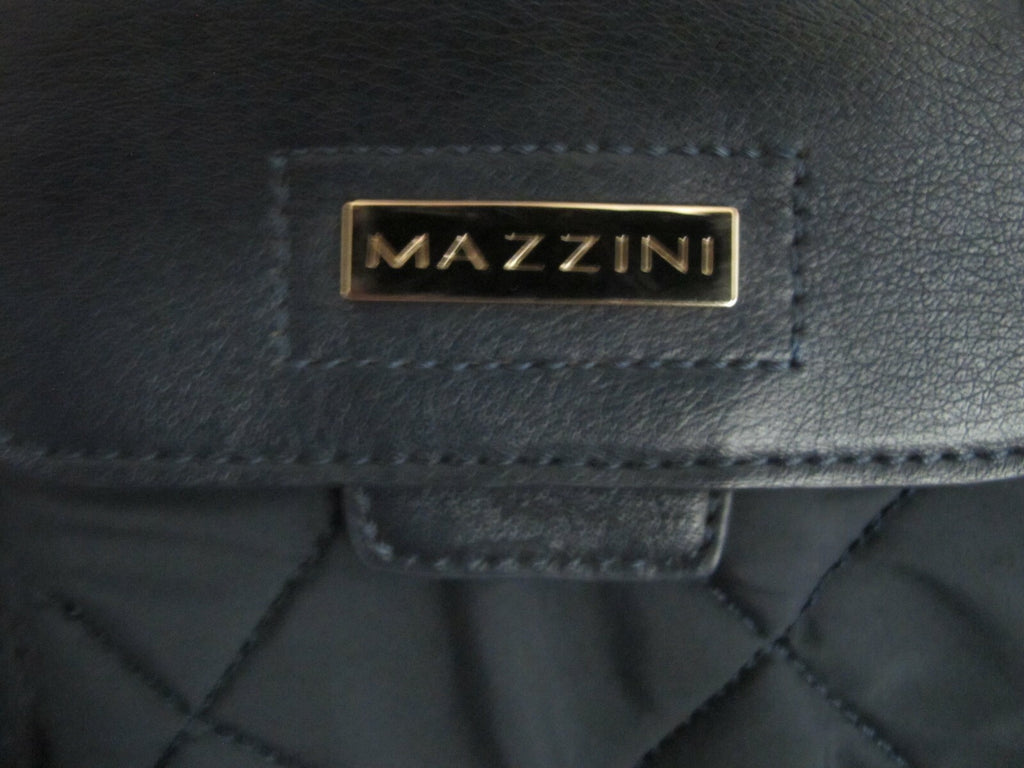 Mazzini women's navy cloth with leather  houlder Crossbody Quilted Zippered Bag