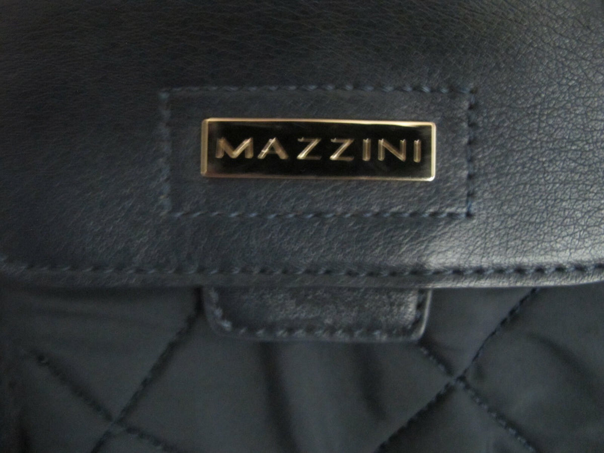 Mazzini women's navy cloth with leather  houlder Crossbody Quilted Zippered Bag