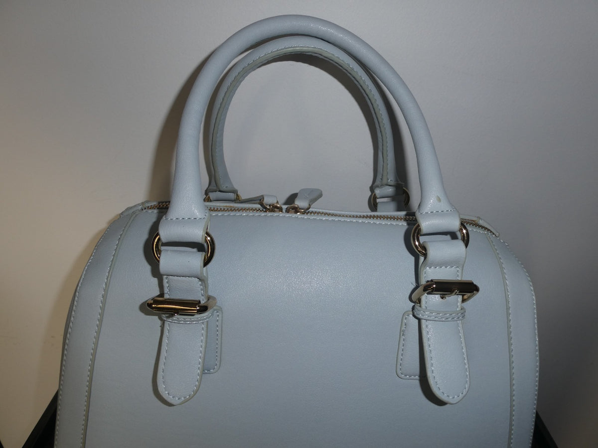 Aldo Women Blue Solid Faux Leather Satchel Shoulder Handbag 14”X11”X7”