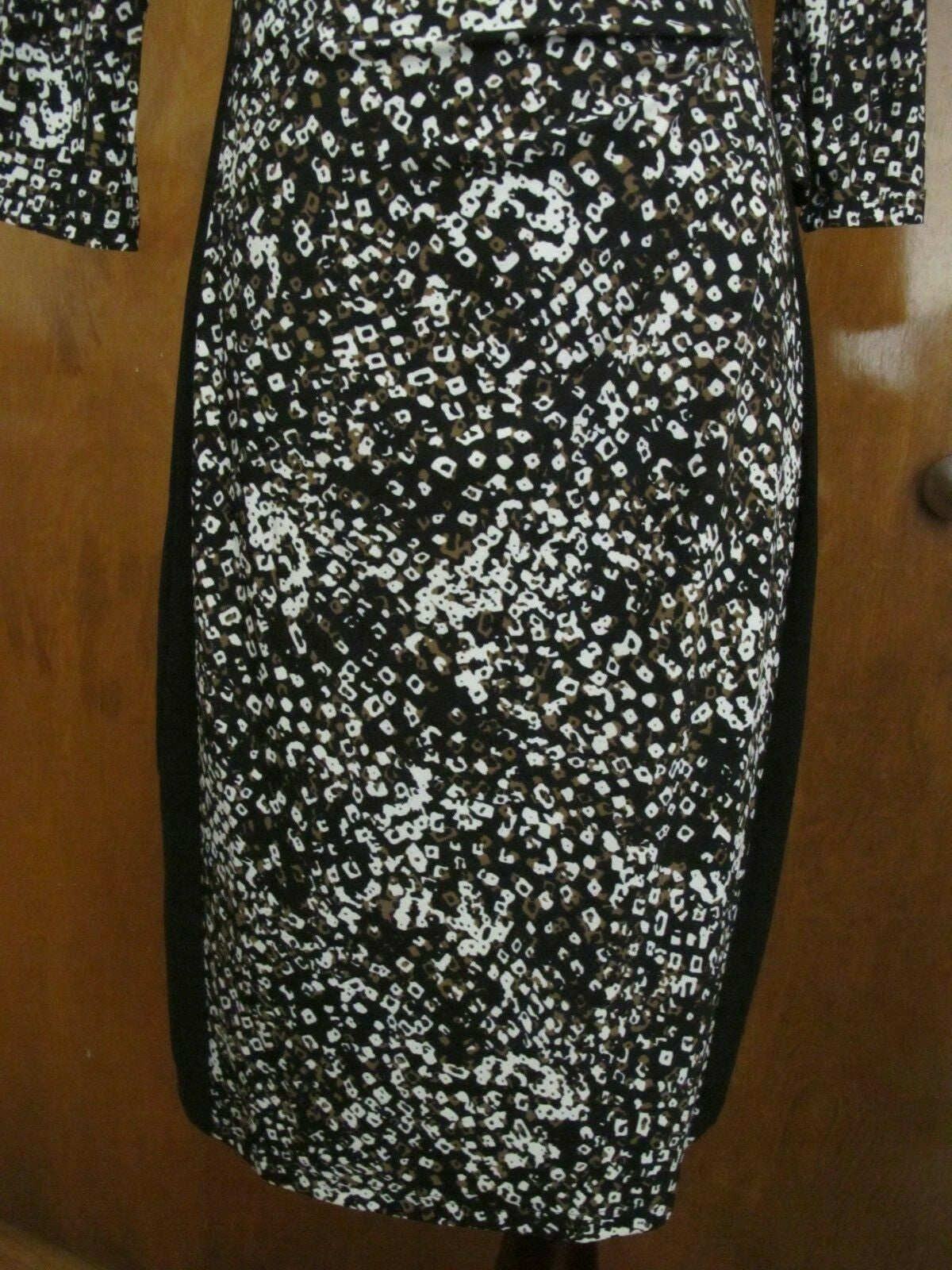 Ralph Lauren women's black brown white gathered lined dress 8 
