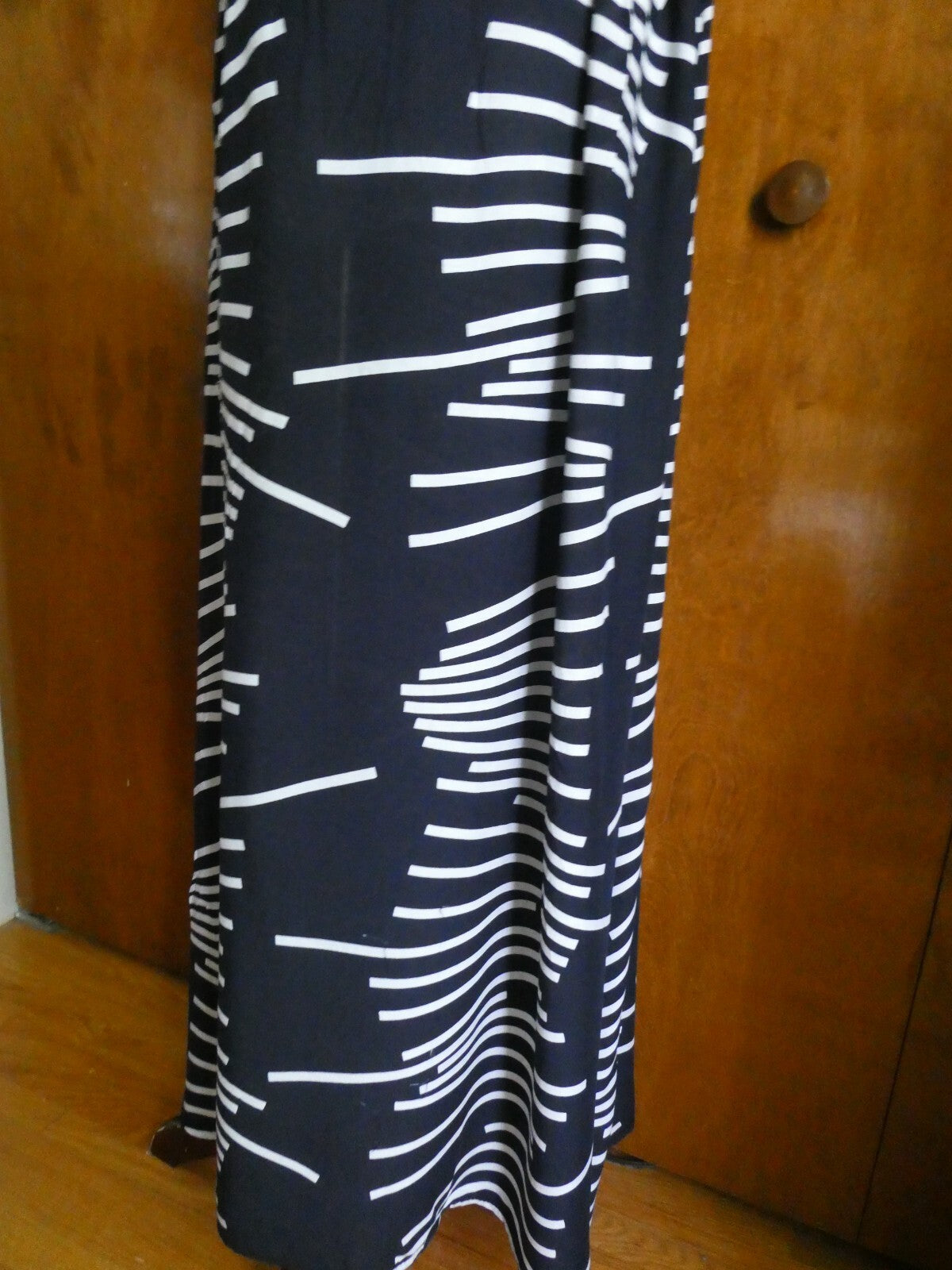J.Stars Sexy Maxi Dress Off The Shoulders Ruffles Multi-Color Navy/White L/XL