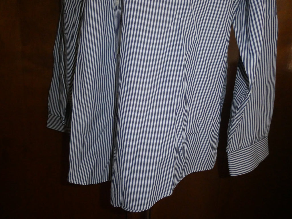 J. Crew Blue Striped Men's Long Sleeve Button-up Cotton Shirt Size 17-34