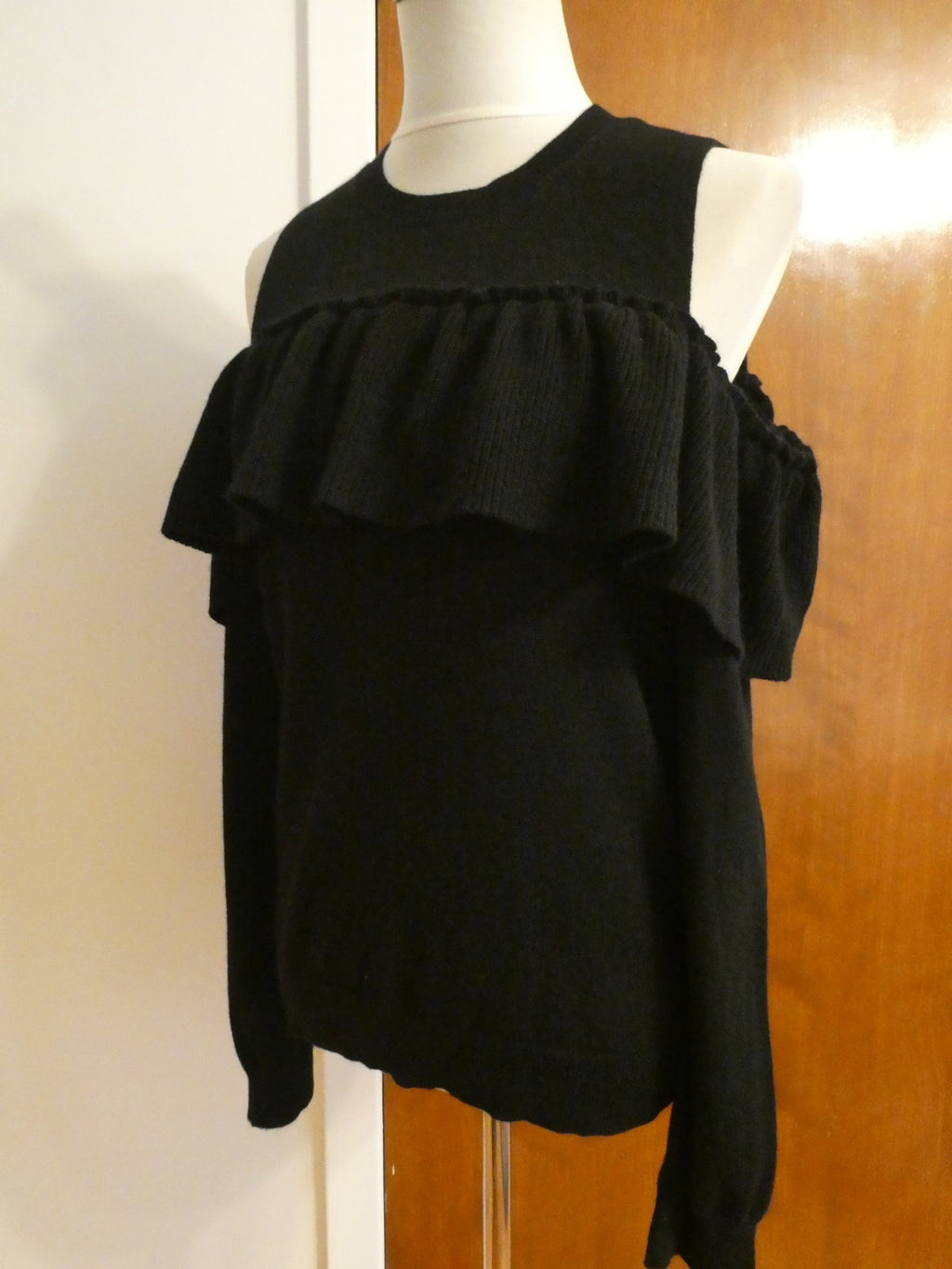Aqua Cashmere Cold-Shoulder Ruffle Sweater from Bloomingdale's Retail Value $198