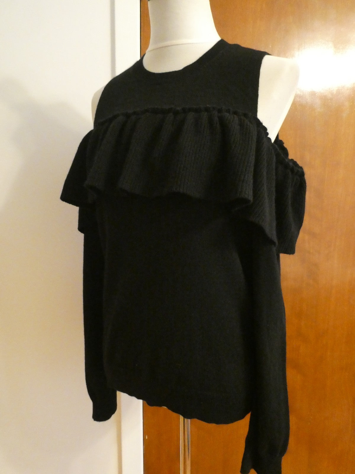Aqua Cashmere Cold-Shoulder Ruffle Sweater from Bloomingdale's Retail Value $198