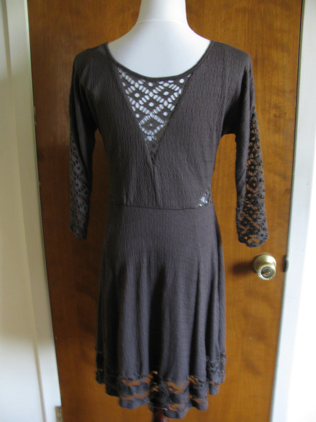 Free People womens brown soft rayon lined dress New runs small