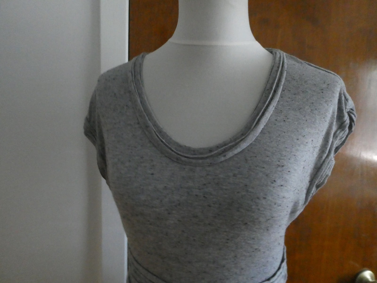 Max Studio women knit jersey dress heather gray with black flecks, featuring L