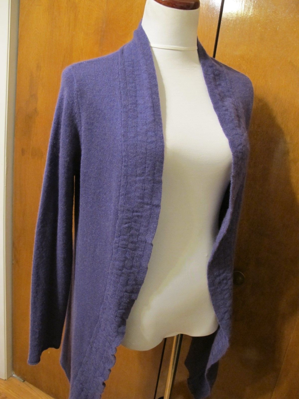 Just Cashmere Women's Purple Cashmere Open Front Detailed Cardigan Medium 