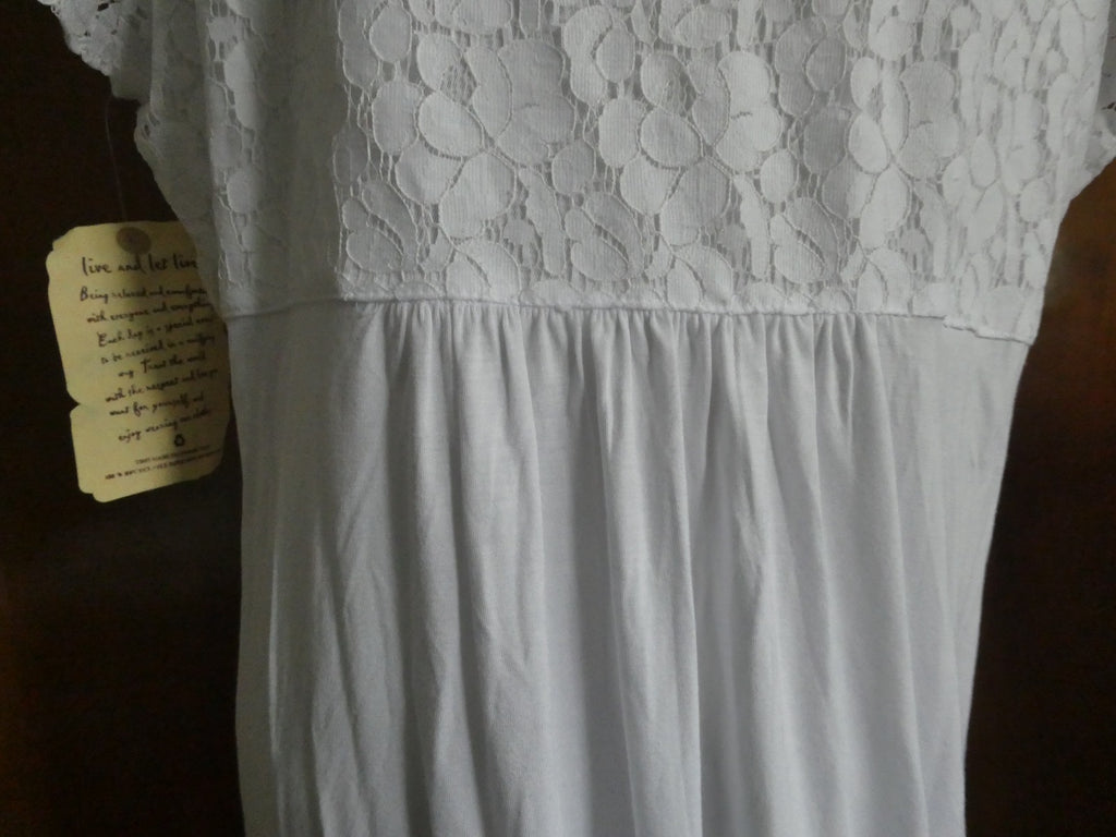 ONE Word women's white fabric craft embroidered lined blouse XLarge