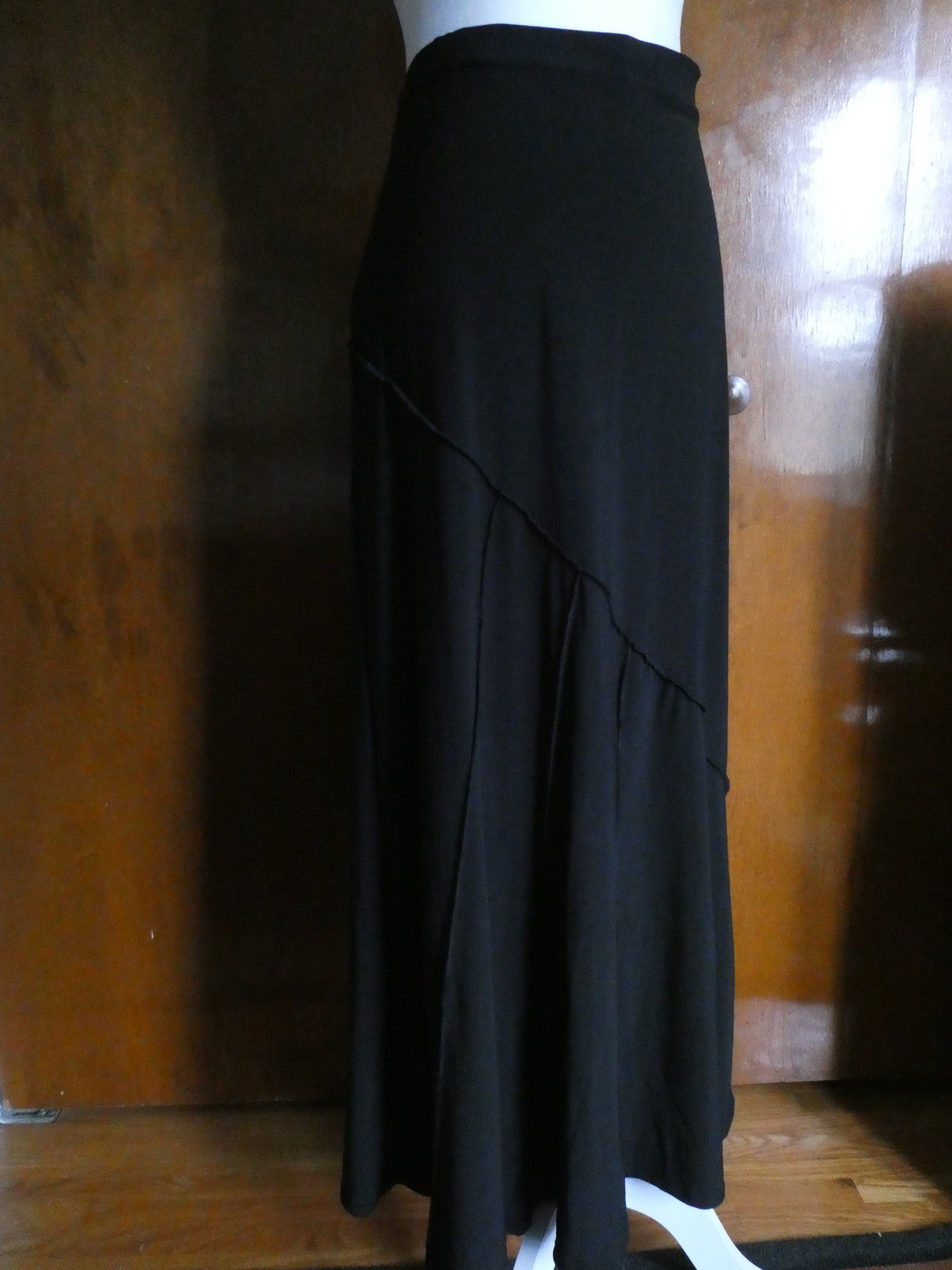 Carole Little Women Black Maxi Skirt Medium Stretch Asymmetrical Hem Pull On