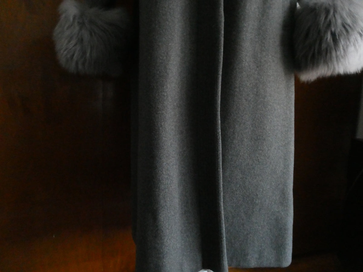 Berghaus Wool Coat with Lama Fur Trim Women Long Coat Sz 46 (US Sz 10) England