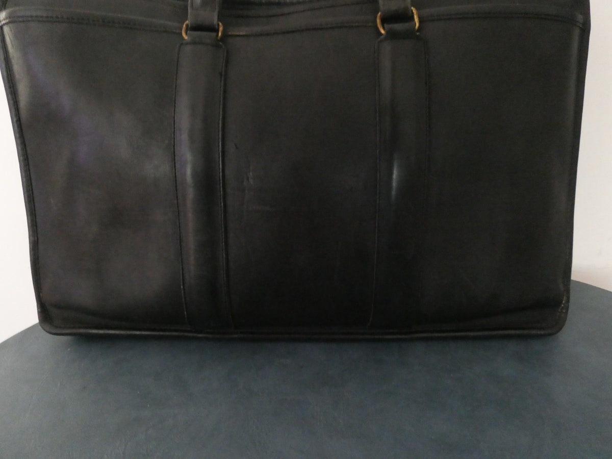 Vintage Authentically Coach Briefcase/ Tote Black Glove-Tanned Leather 570-8625