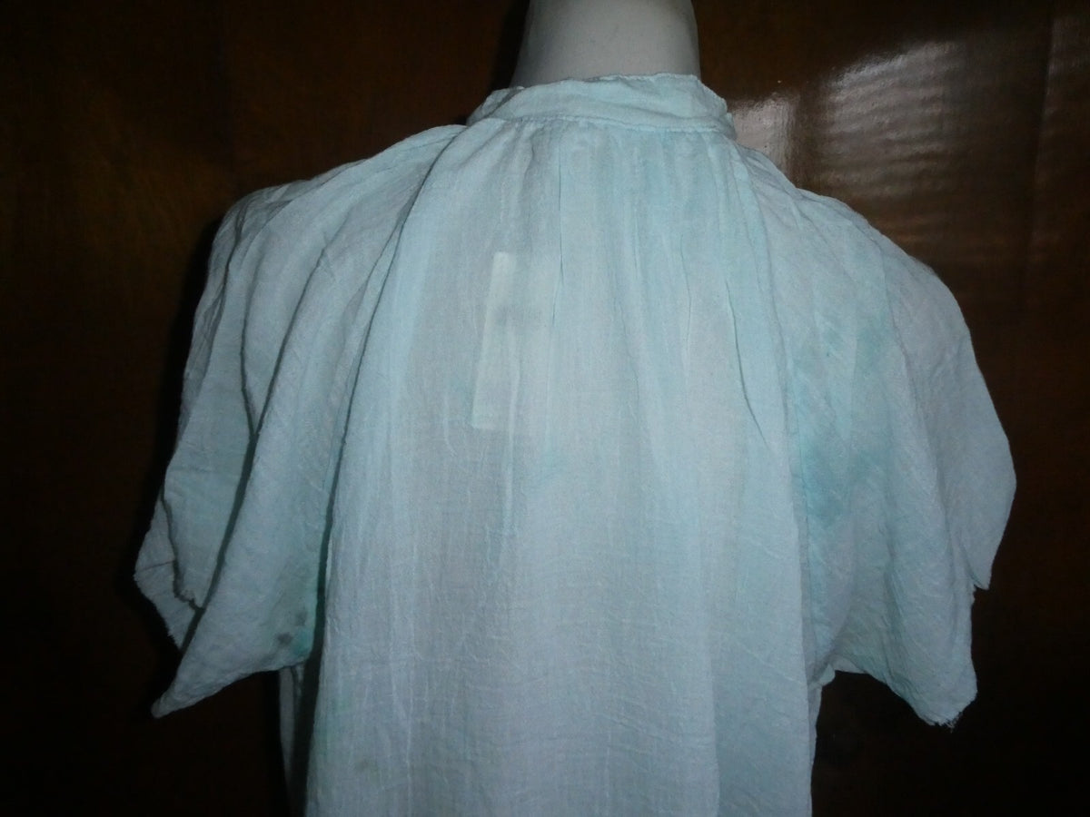 Anthropologie LOVE TANJANE Hand Dyed Blue Tunic Beach Cover Up Dress Size Small