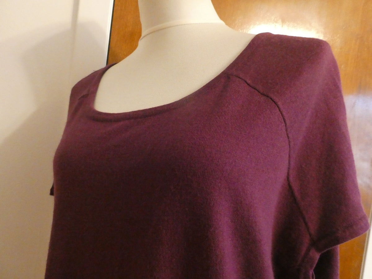 REMAIN Women's Sweater Asymmetrical Eggplant Detailed Size Large