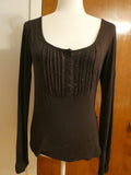 Michael Kors women brown rayon beads decorated top sz S/P (means regular Small)