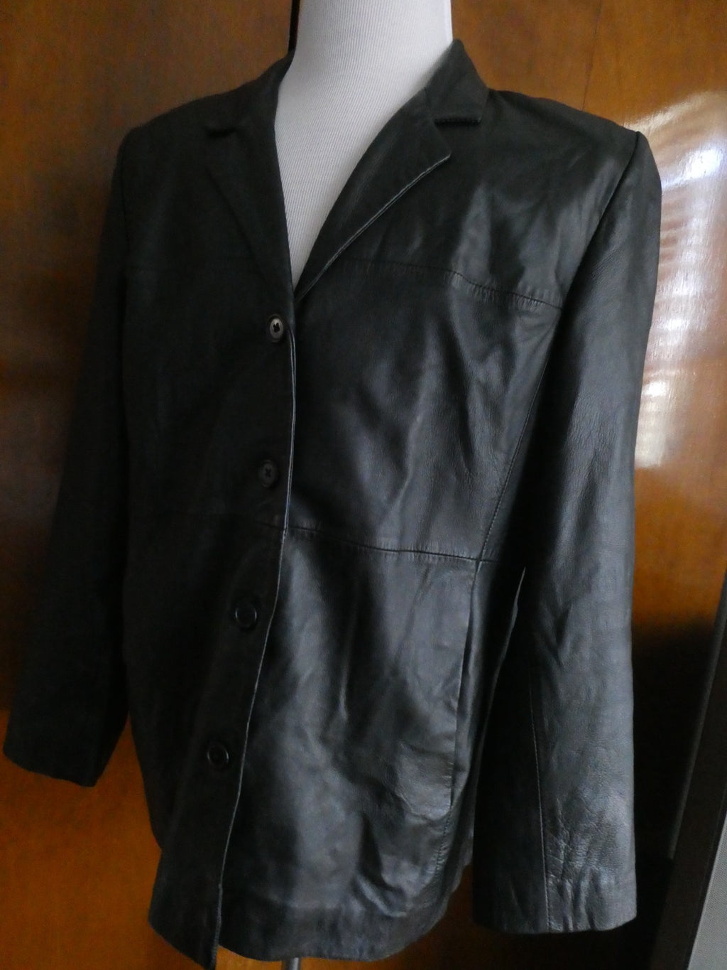Style & Co Women’s Black Leather Jacket Coat Size XLarge