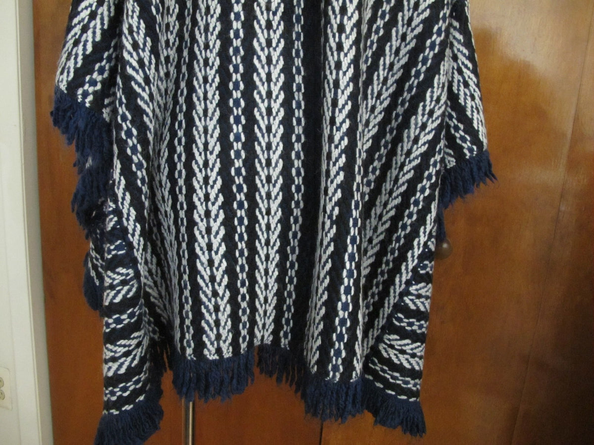 Anthropologie Sleeping On Snow Women's Jacquard Poncho Sweater Blue One Size