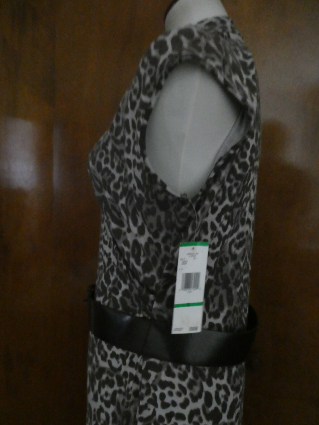Jones New York Collection women's brown multicolor sleeveless belted dress Large